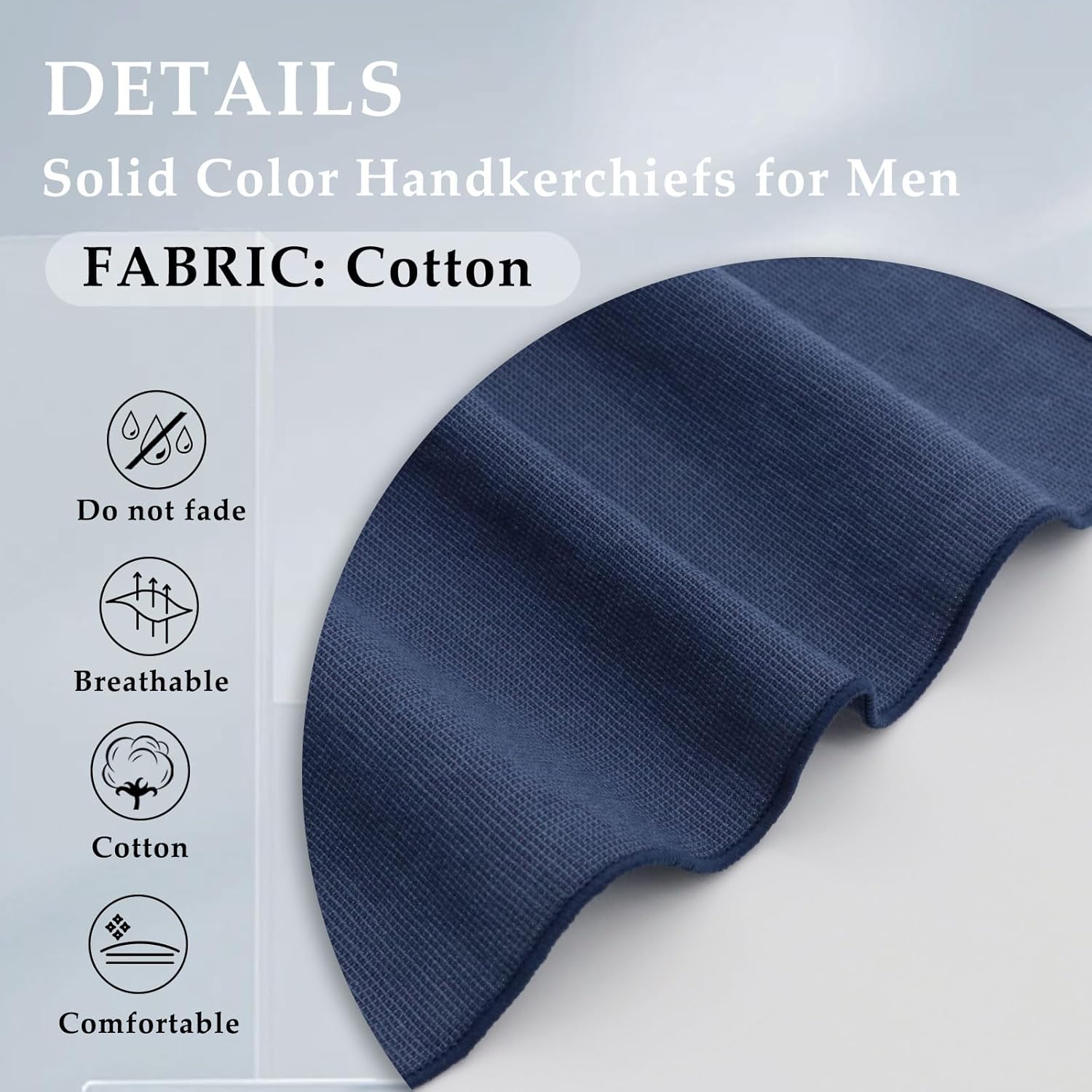 Cotton Pocket Squares for Men, Solid Color Mens Handkerchiefs with Pocket Square Holder for Business Wedding Party - Image 4