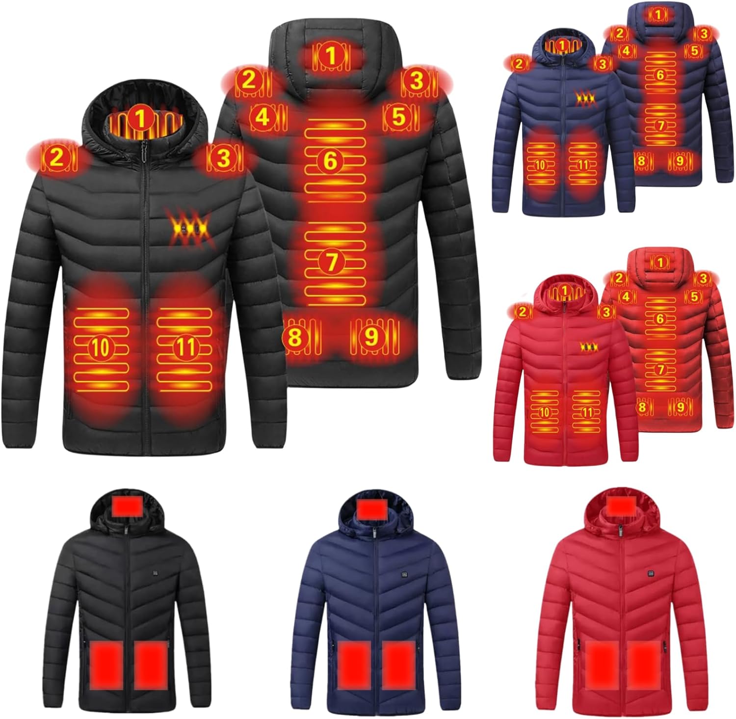Heated Down Jacket Lightweight Puffer Heating Coat for Men Women Heated Coat for Unisex (Battery Pack no Include)