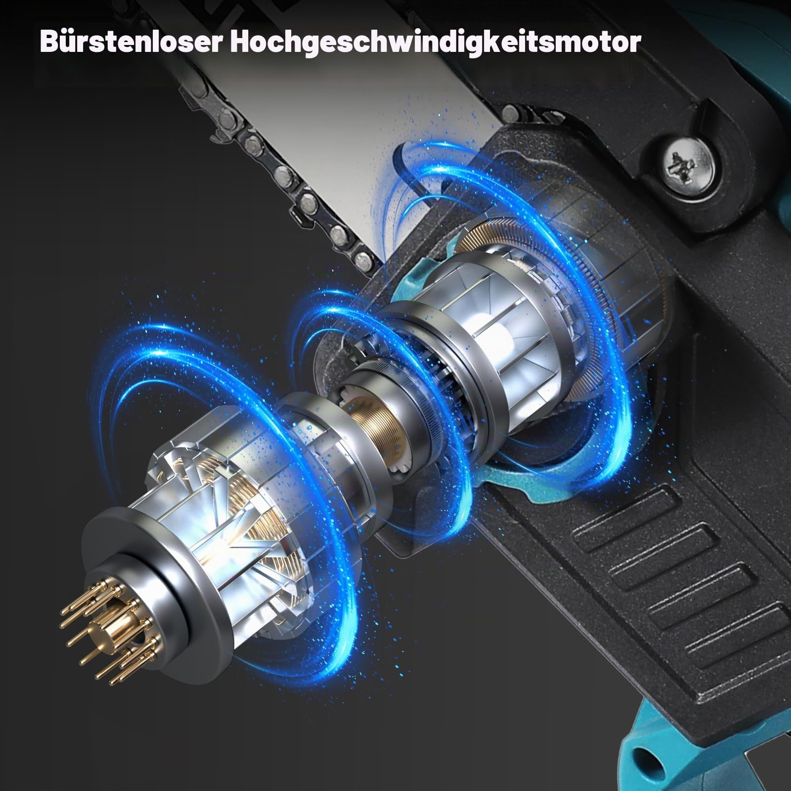 Hochentaster Akku 8 Zoll für Makita 21V, Bürstenlose Teleskop Astsäge, 2 IN 1 Mini 8 zoll Akku Kettensäge und Teleskop Elektro Hochentaster Astsäge Arbeitshöhe bis 4,5m (2 Akku)