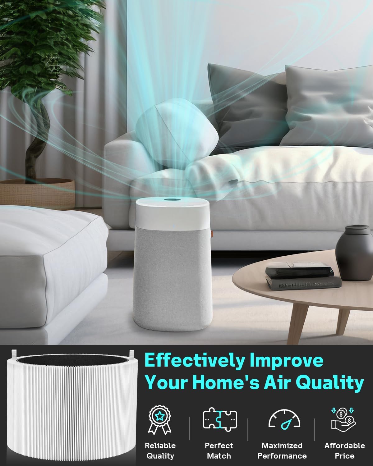 Leemone 2 Pack Blue Pure 211i Max Filter Replacement Compatible with Blueair Blue Pure 211i Max Air Purifier, True HEPA & Activated Carbon Replacement Filter, Compare to Part #F2MAX