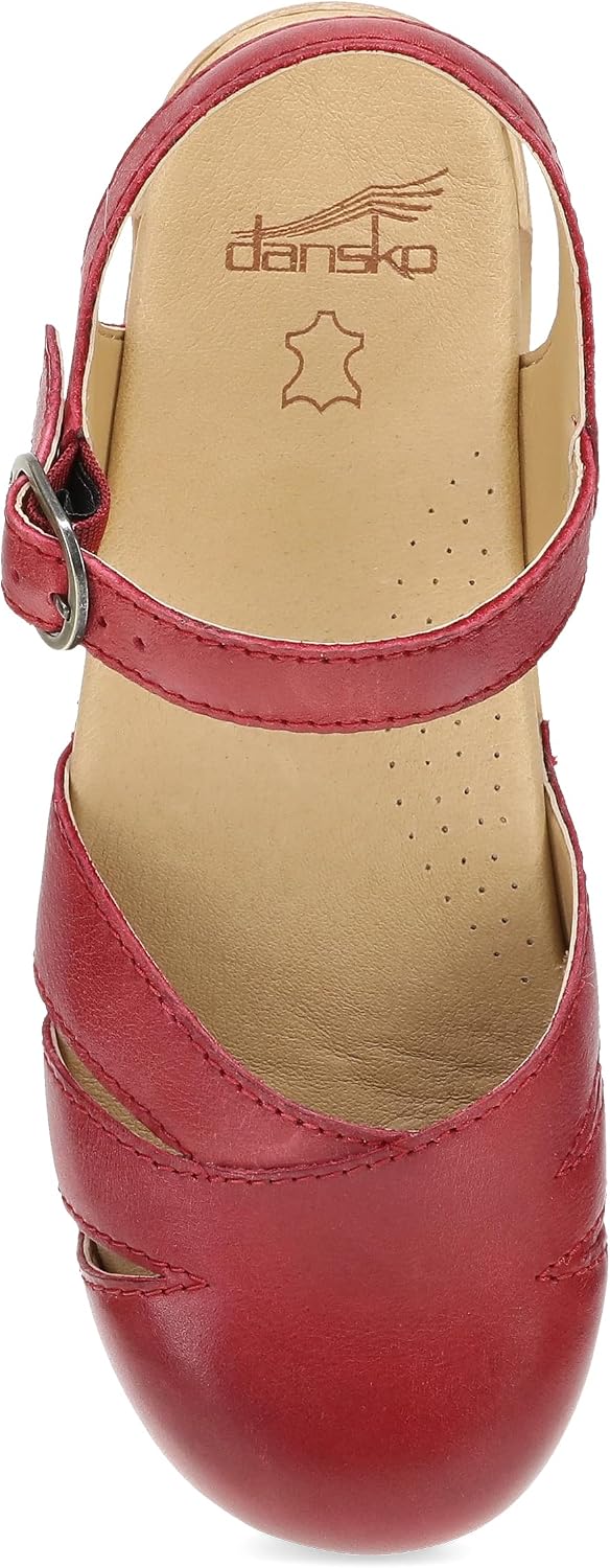 Dansko Margreta Women’s Mary Jane Clog — Leather Upper with Cutout Details, Adjustable Strap and Padded Footbed