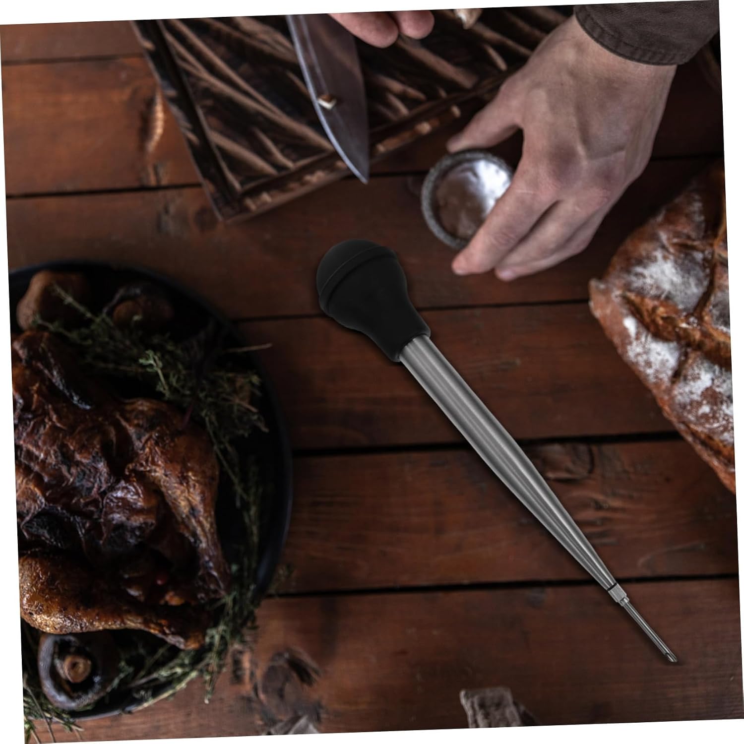 Ciieeo 1set Spice Injecting Tools Seasoning Sauce Injector for Barbecue Meat Reusable Kitchen Meat Injector Food-grade Easy to Clean for Turkey and Steak