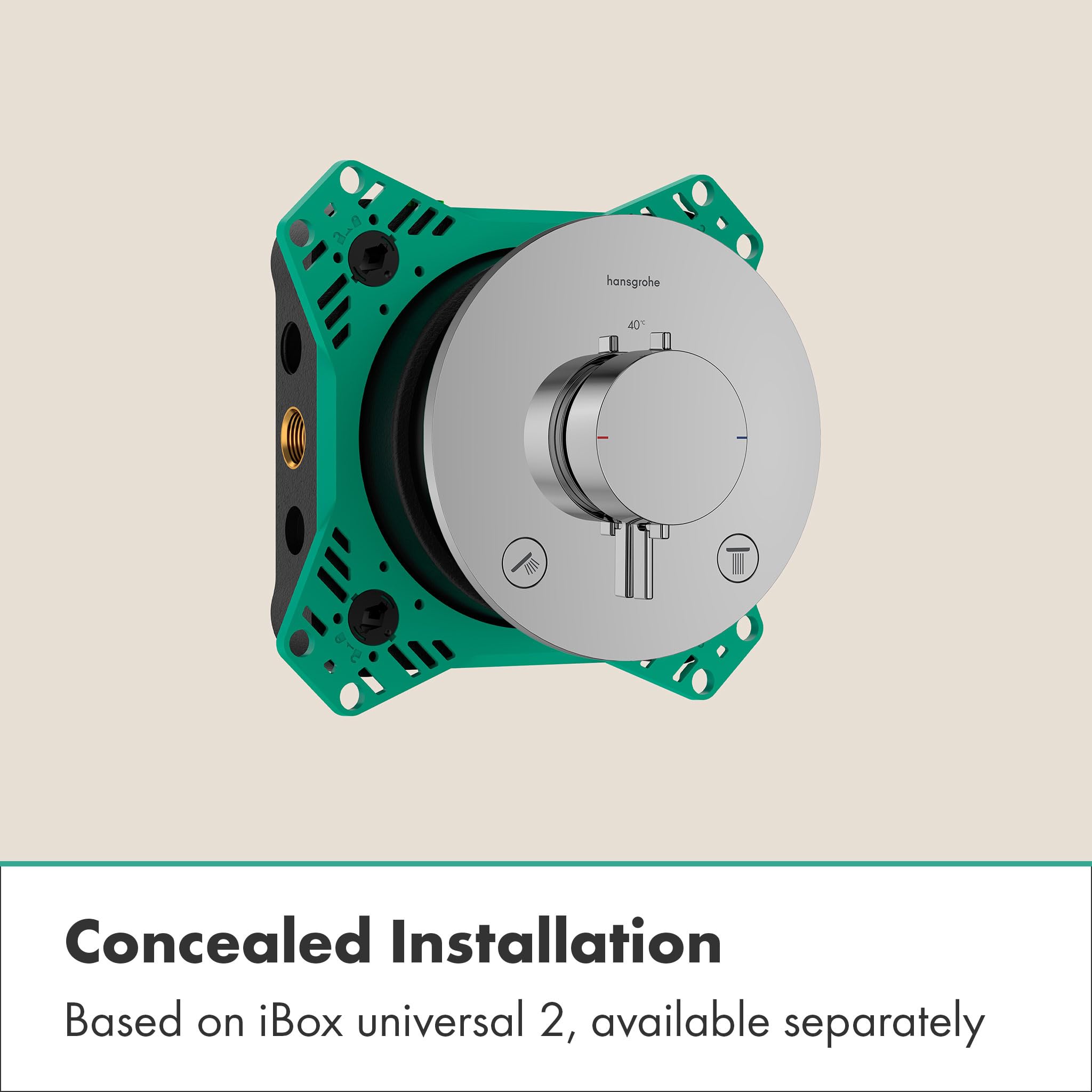 hansgrohe Ecostat Comfort S - Miscelatore termostatico incasso, Rubinetto termostatico con blocco di sicurezza (SafetyStop) a 40° C, Termostato rotondo, 2 utenze, cromo, 33715000