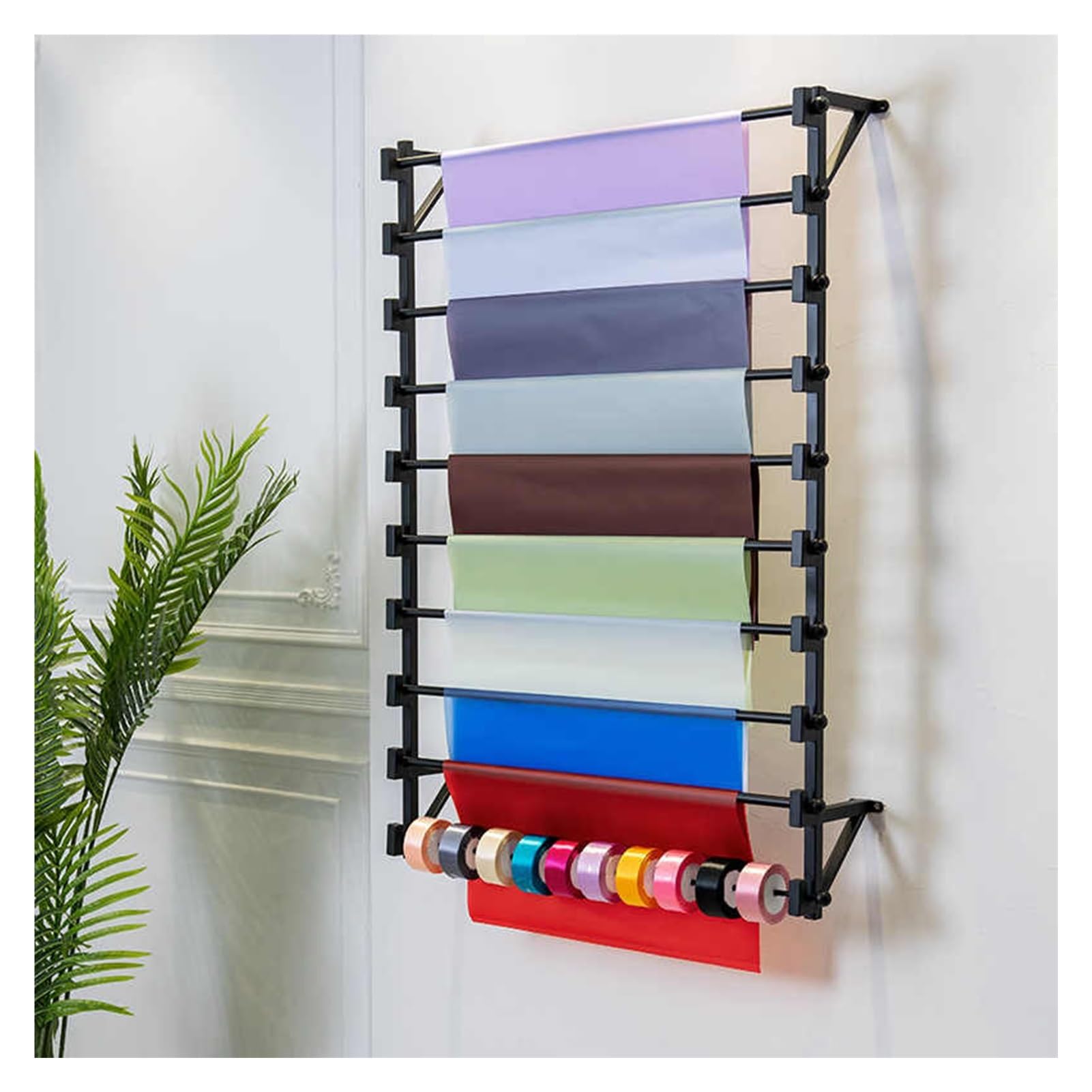 Estante de pared para cintas de 10 capas y organizador de rollos