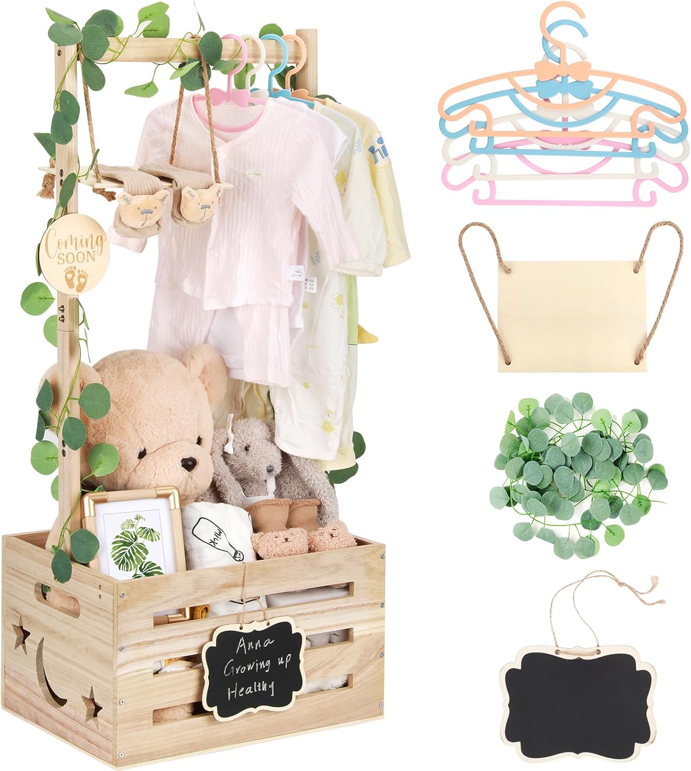 Amazon.com : ELESTONE Wooden Baby Shower Crate Closet with Adjustable ...