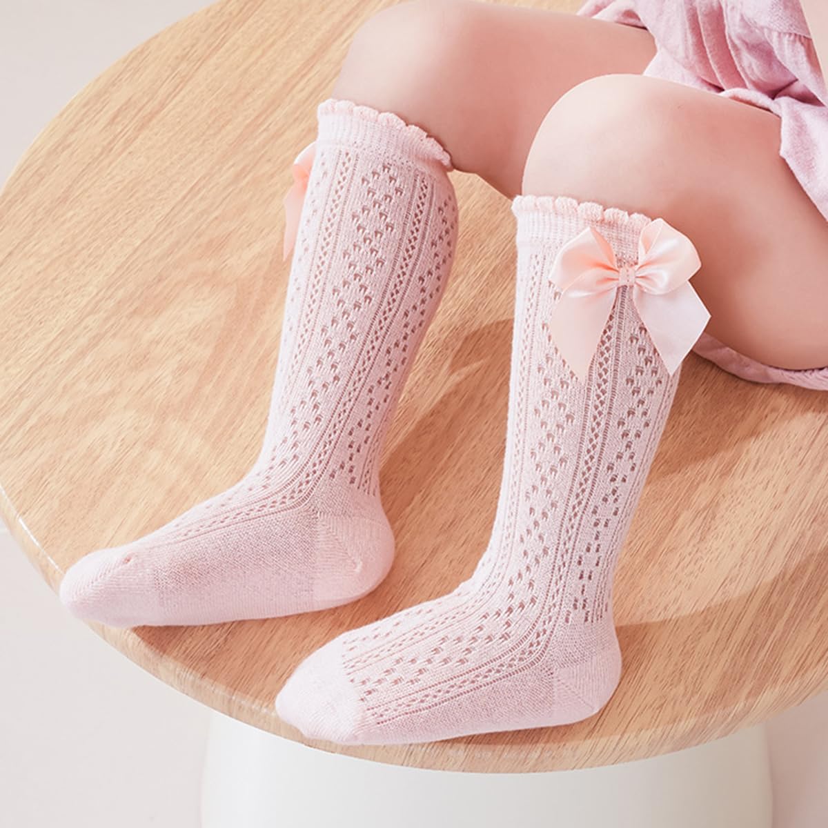 Colorful Childhood Baby Girls Knee High Socks Hollow Out Lace Stockings for 0-3 Years Infants Toddlers Ruffles Socks - Image 2