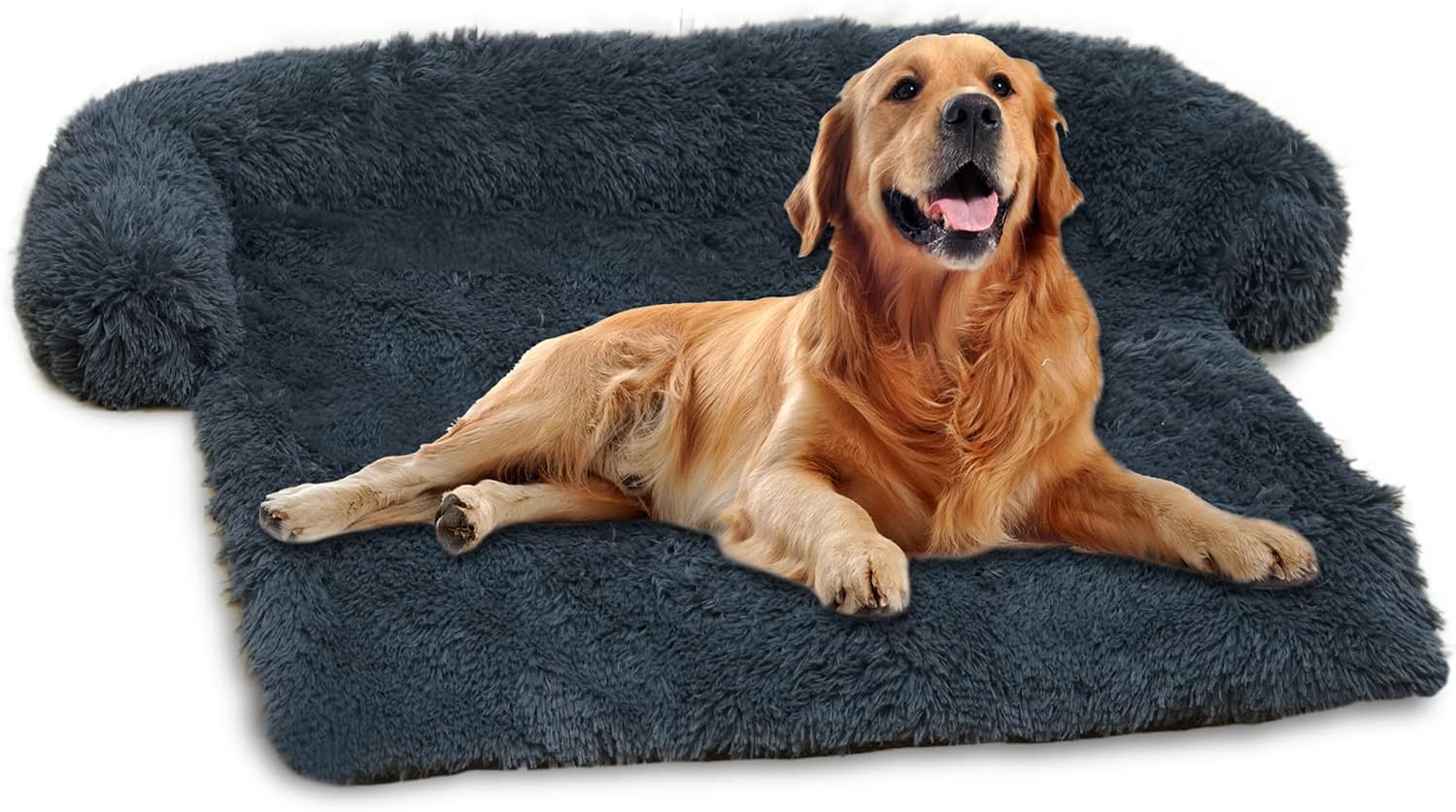 Dog Bed Couch Calming Cat Beds Fluffy Plush Cats Mattress Comfy Washable Cover Puppy Kennel Pad Large Medium Small Couches Dogs Sofa(Grey,M)