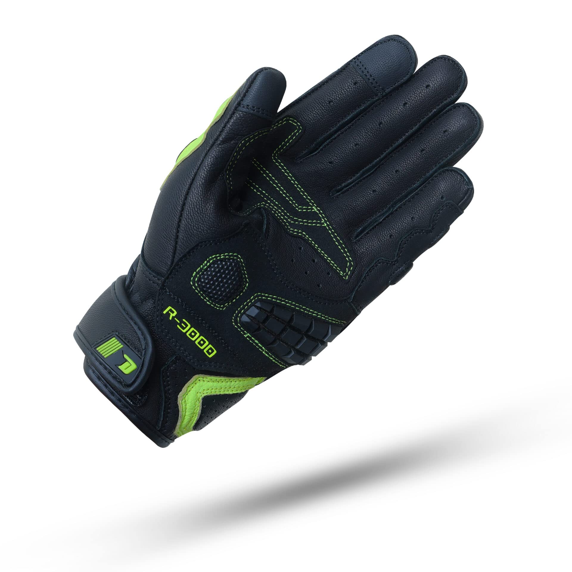 R-3000 | Sommer Motorradhandschuhe Herren - Abriebfeste Leder Motorrad Handschuhe Herr mit Protektoren - Motorrad Zubehör - Handschuhe