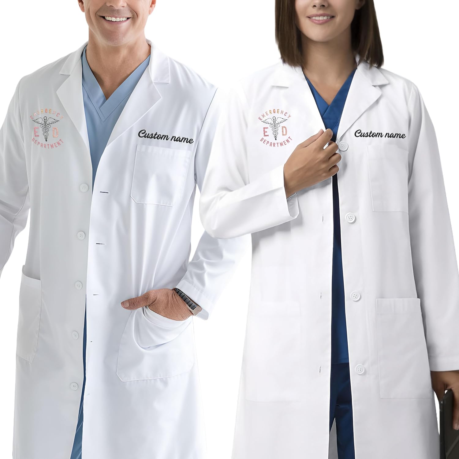 Custom Medical Laboratory Coat with Name & Icon, Personalized Lab Coat, White Lab Coat, Medical Gift for Men Women