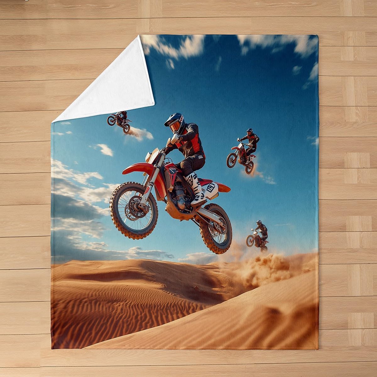 Feelyou Dirt Bike Plush Throw Blanket, Twin 60"x80" Racing Themed All Season,Bed Blanket Ultra Soft Racing Motocross Rider Flannel Fleece Blanket for Sofa Couch Extreme Sports Room Decor Motorbike