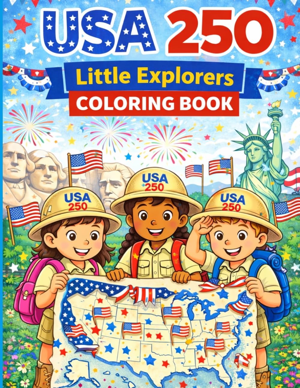 USA 250 Little Explorers Coloring Book for Kids: 50 Patriotic Adventure Coloring Pages Celebrating America’s 250th Birthday | Young Explorers, Flags, ... (USA 250 Patriotic Coloring Book Collection)