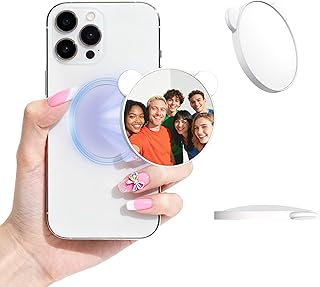 Magnetic Selfie Mirror for Back Camera - Convex Phone Mirror Compatible with MagSafe, iPhone 16/15/14/13/12 Pro Max Plus & All Phones, Ideal for Selfies, Vlogging, Streaming - White