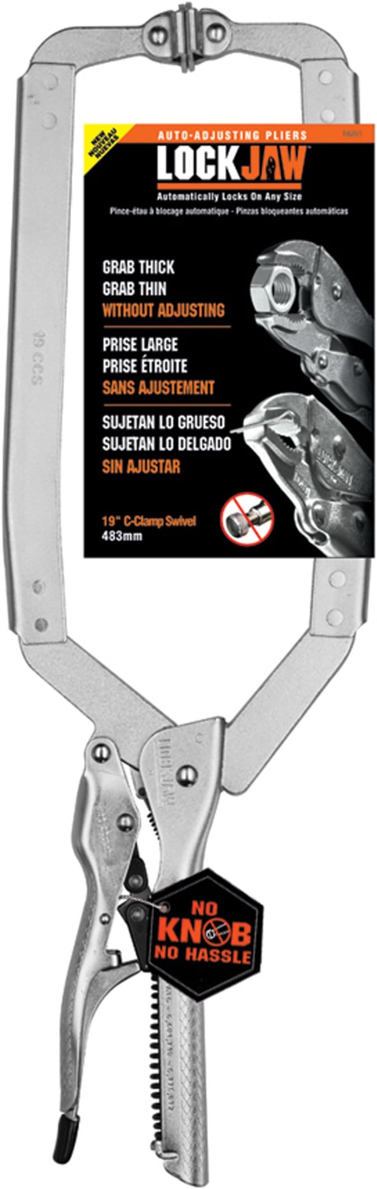 C H Hanson 18201 475mm 19-inch Automatic C-Clamp Long Reach Swivel Pads