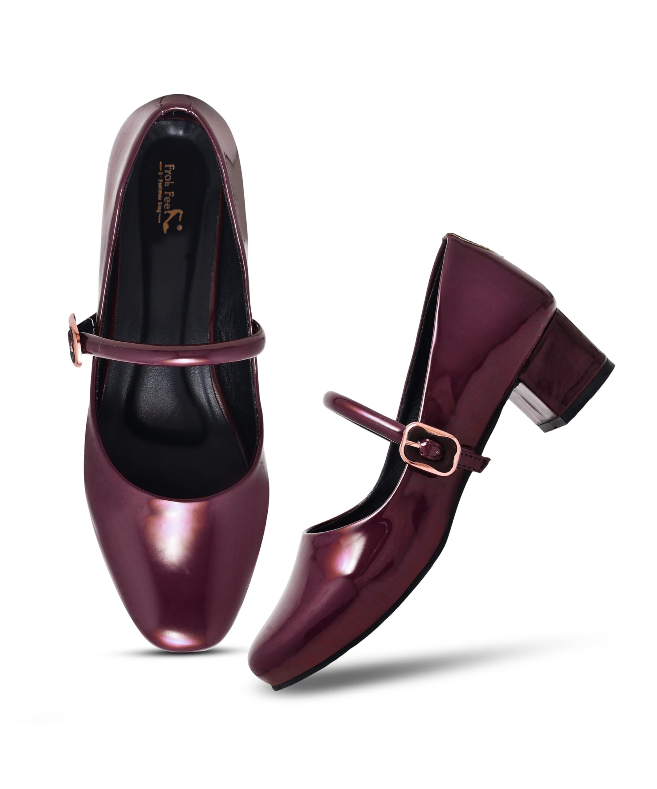 FROH FEET Women's Chunky Low Block Heels Mary Jane Closed Toe Work Pumps Comfortable Round Toe Shoes-picture-35