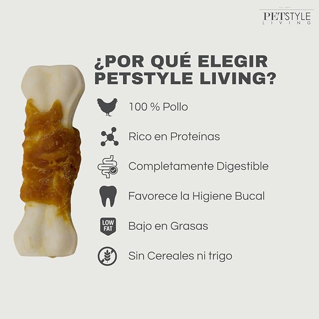 Foto 2 de 8 de Petstyle Living Hueso Prensado con Pollo - Snacks para Perros - 10 cm - Pack 20 Unidades