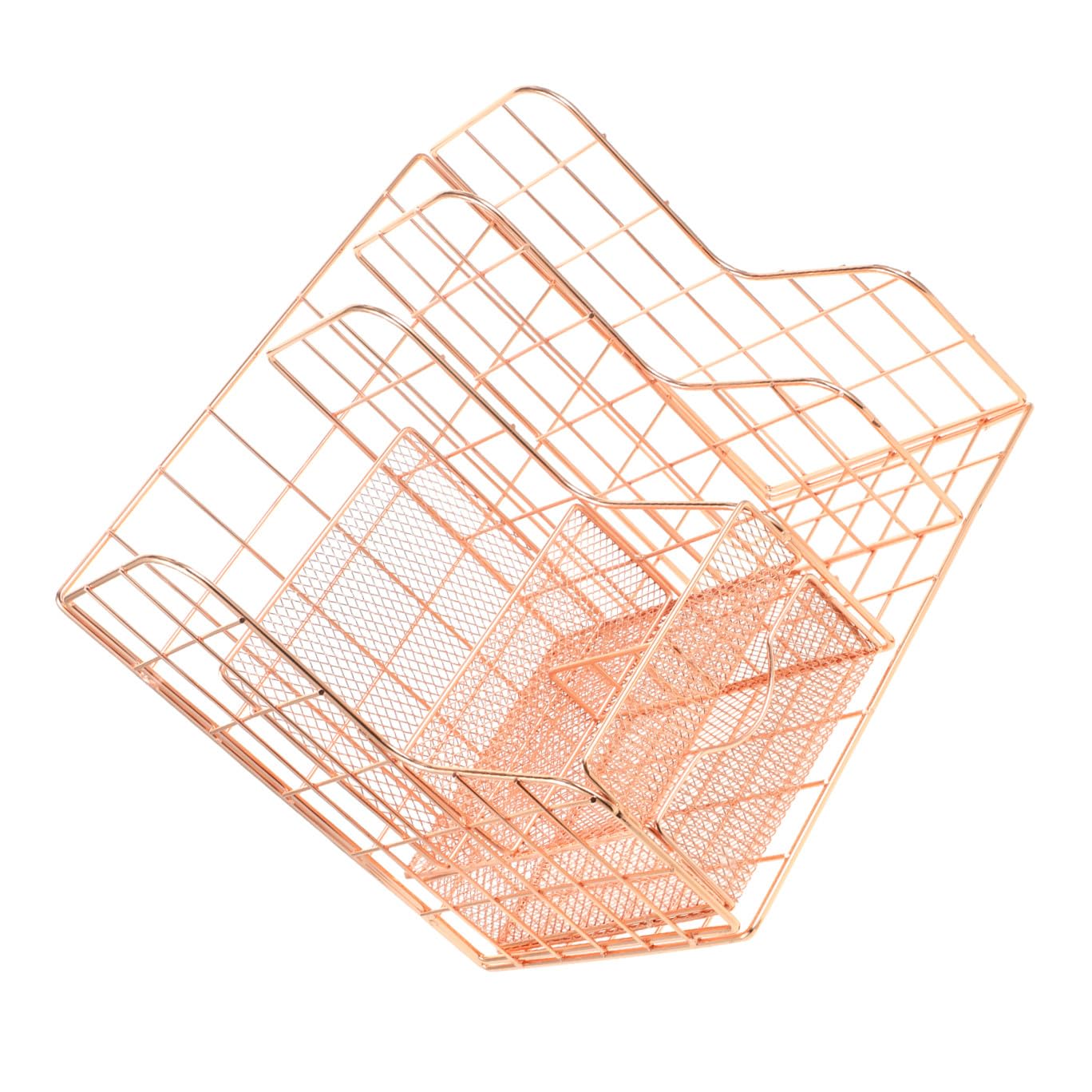 Tofficu Organiseur de Documents en Métal à Maille pour Bureau, Bac de Rangement Pratique pour Dossiers et Papeterie, Usage Maison et Toilettes
