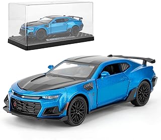 1/32 Chevrolet Hornet Model Car Toy, Collectible Zinc Alloy Pull Back Vehicles Diecast Car Toy with Sound and Light for Adult Boys Girls (Blue)