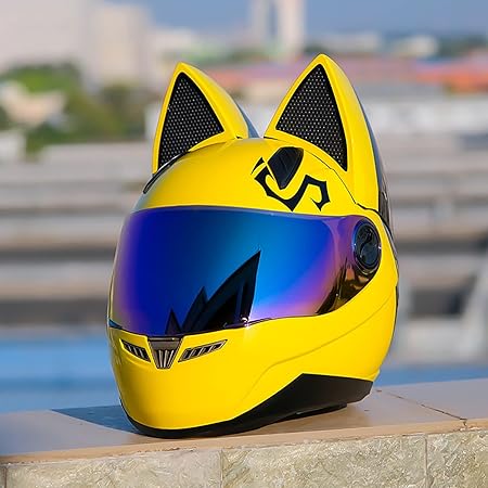 ZLHYQA Motorradhelm Mit Katzenohren - Integralhelm ECE-geprüft