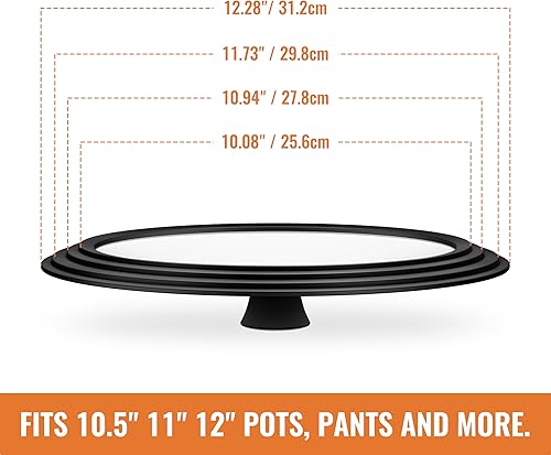 Miniatura 3 de Tapas universales para ollas, sartenes y sartenes, tapa de sartén de 10.5, 11 y 12 pulgadas, tapa de olla de vidrio templado con borde de silicona