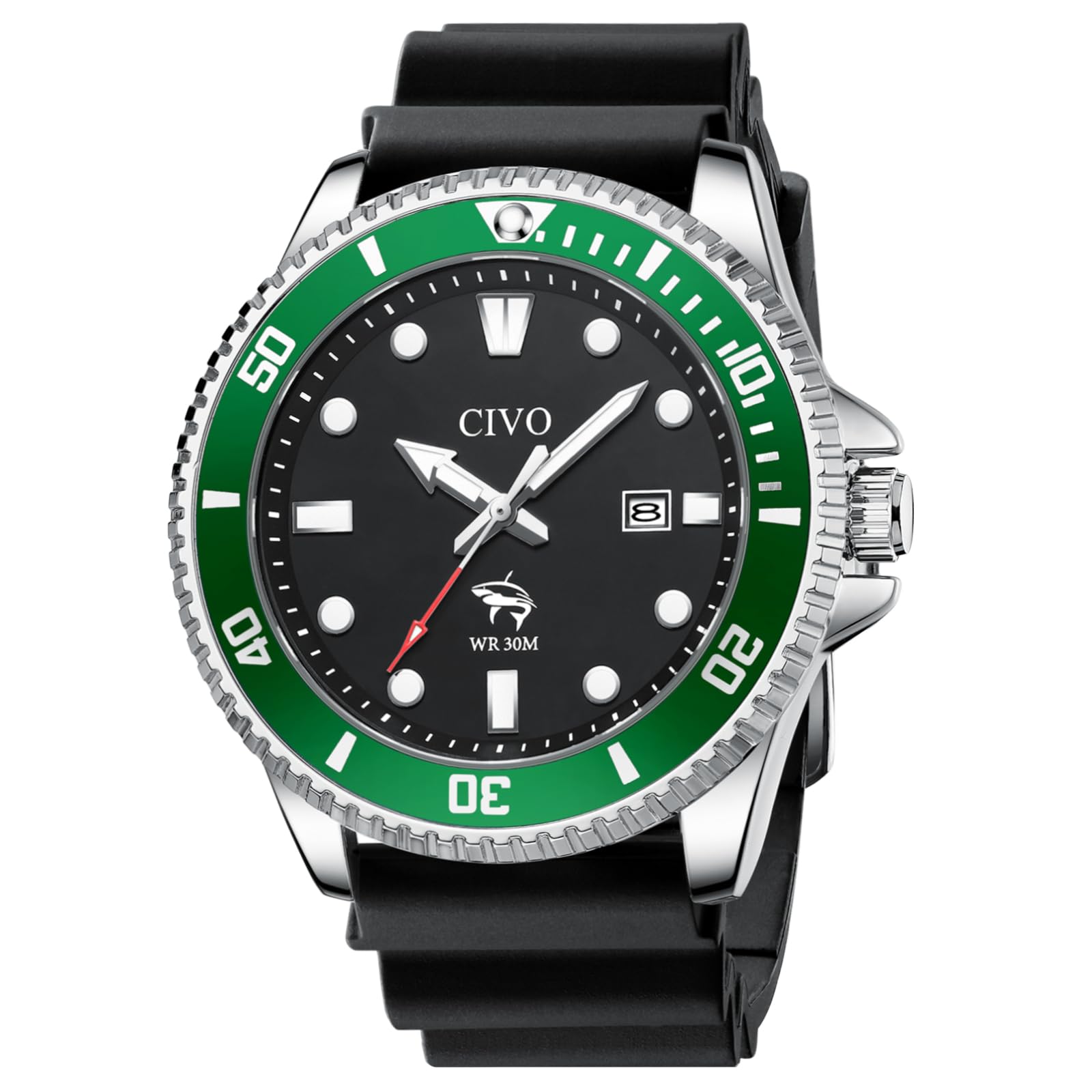 CIVO Analog Quartz Watches for Men: Luminous Comfortable Silicone Strap Wristwatch with Date for Everyday Wear - Waterproof Watch for Men Outdoor - Hiking Fishing Camping Cycling