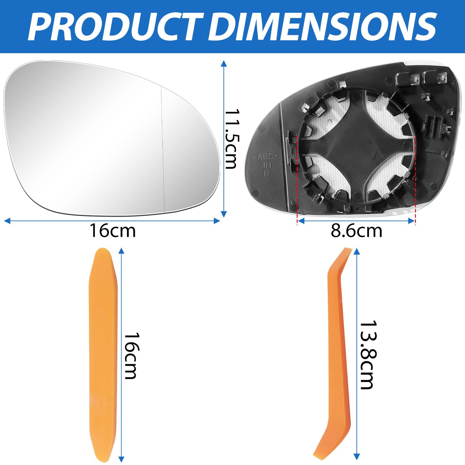 Vetro Specchietto Retrovisore Riscaldabile Lato Destro Per VW Passat B6, Golf MK5, Jetta 5 | Ricambio OEM 3C0857521/522