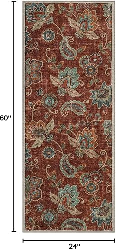 Miniatura 35 de Morebes Alfombras florales para puerta de entrada interior, alfombra pequeña de 2 x 3 pulgadas, antideslizante, alfombras de cachemira lavables