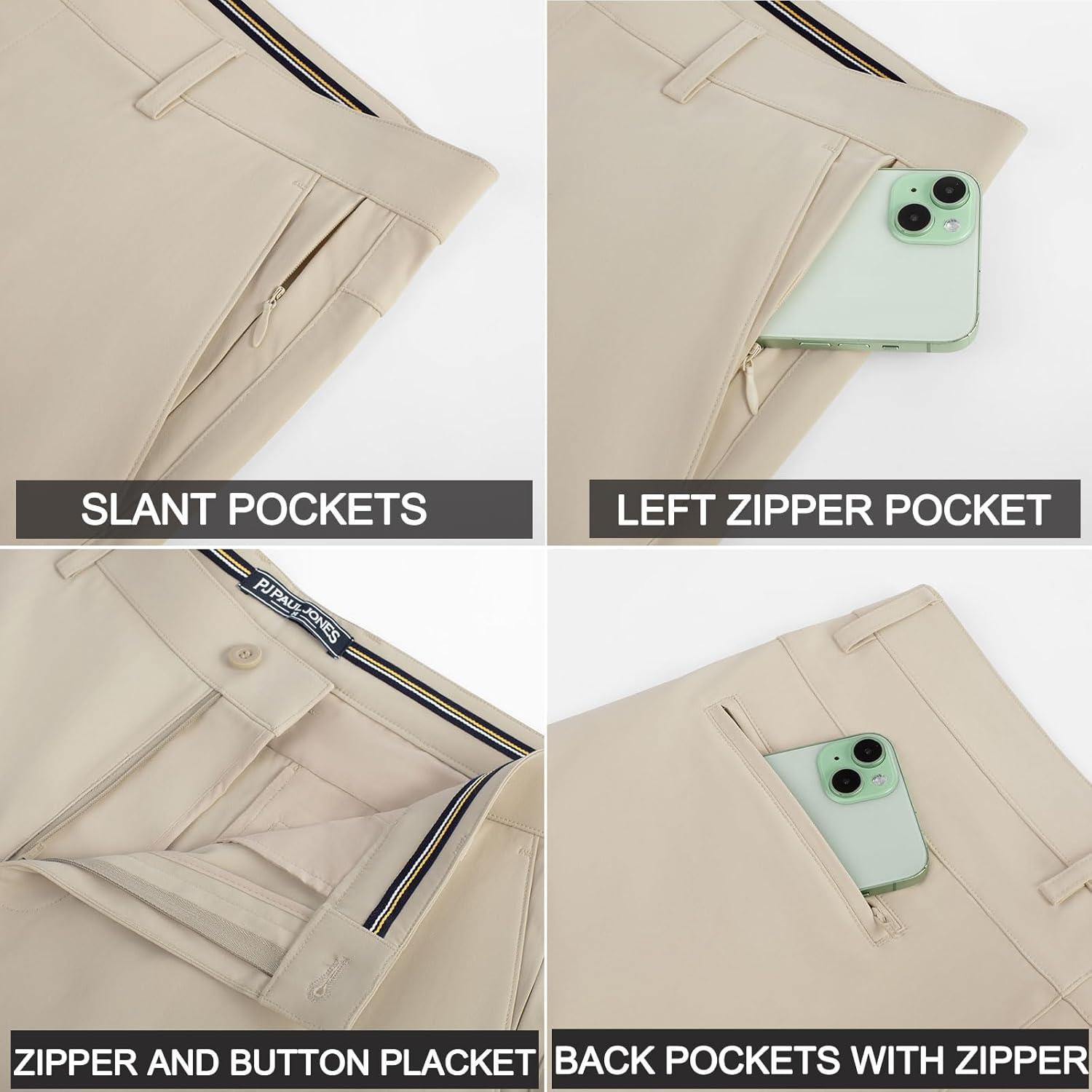 PJ PAUL JONES Mens Golf Pants Stretch Work Dress Pant Casual Classic Fit Lightweight Slacks Trousers with 5 Pockets - Image 6