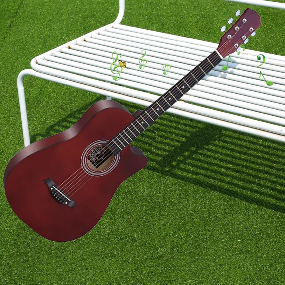 Zestaw gitar akustycznych 38 cali/40 cali/41 cali, Gitara podróżna z topem z drewna lipowego i korpusem z mahoniu, Zrównoważone, bogate brzmienie dla początkujących dorosłych,Coffee,41in