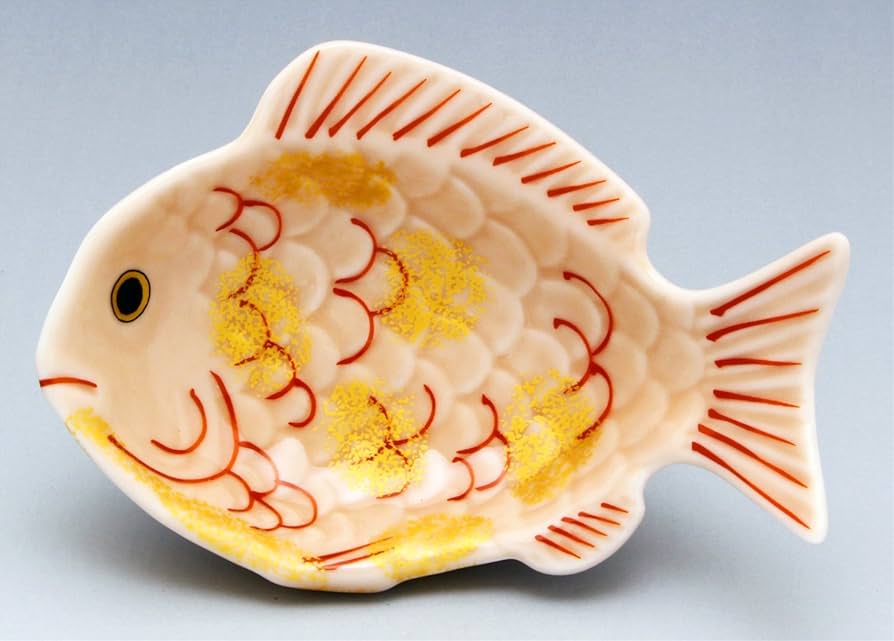 Amazon｜有田焼うつわ紀行 幸楽窯 鯛型 小付 薄桜金叩き 96546