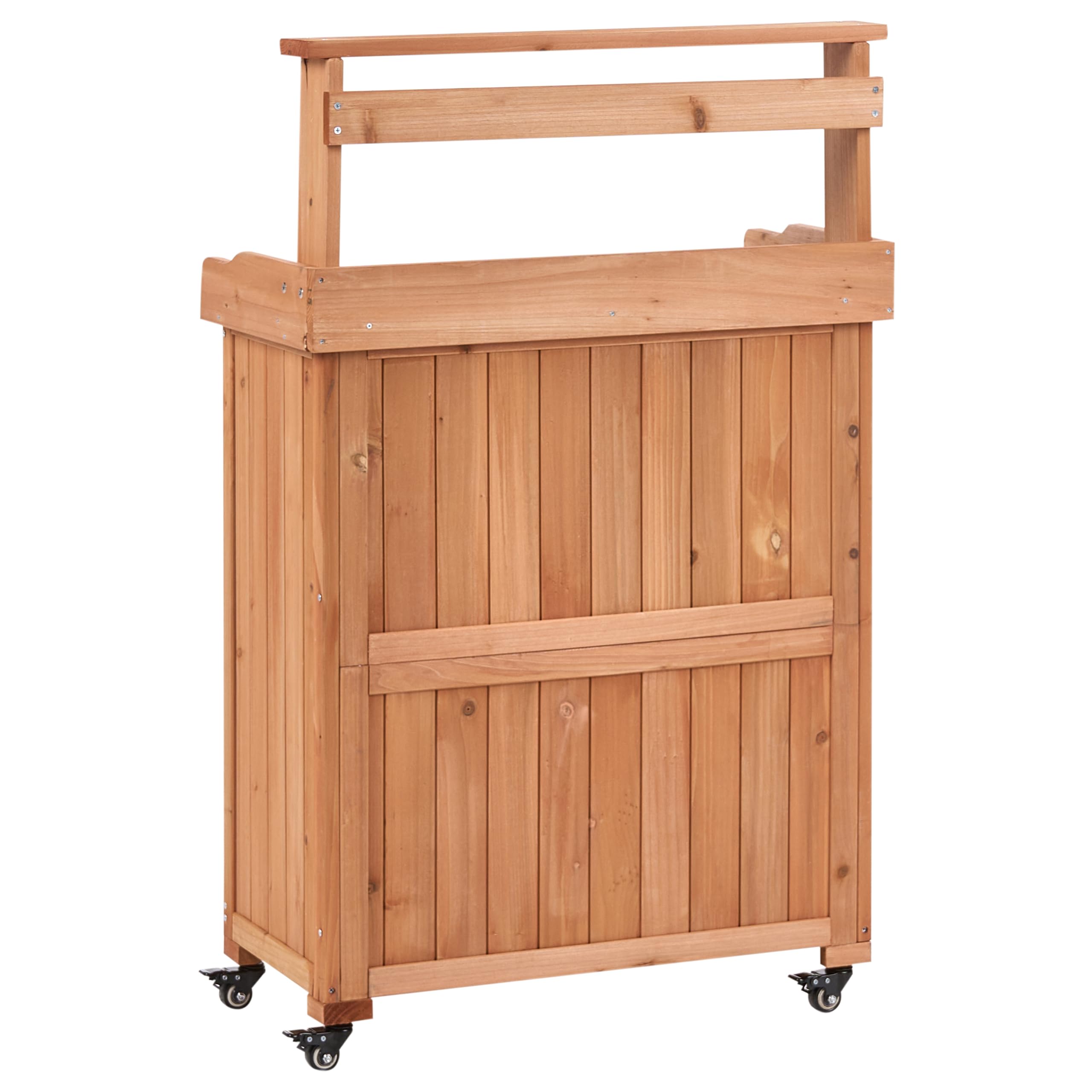 Altolia Table de Rempotage Bois de Sapin 74x40x119 cm Plan de Travail Fer Roulettes Marron Clair