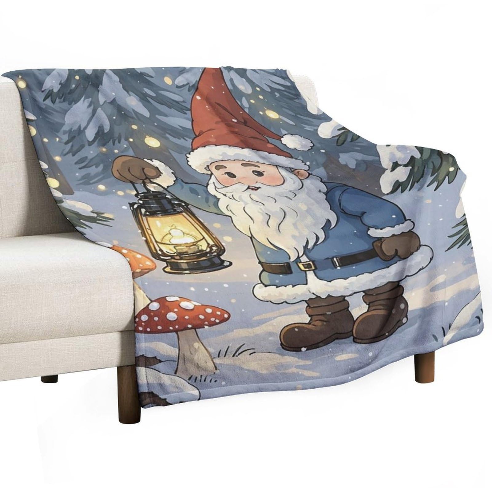 Couverture en flanelle nain de vacances pour cocooning sur canapé en hiver