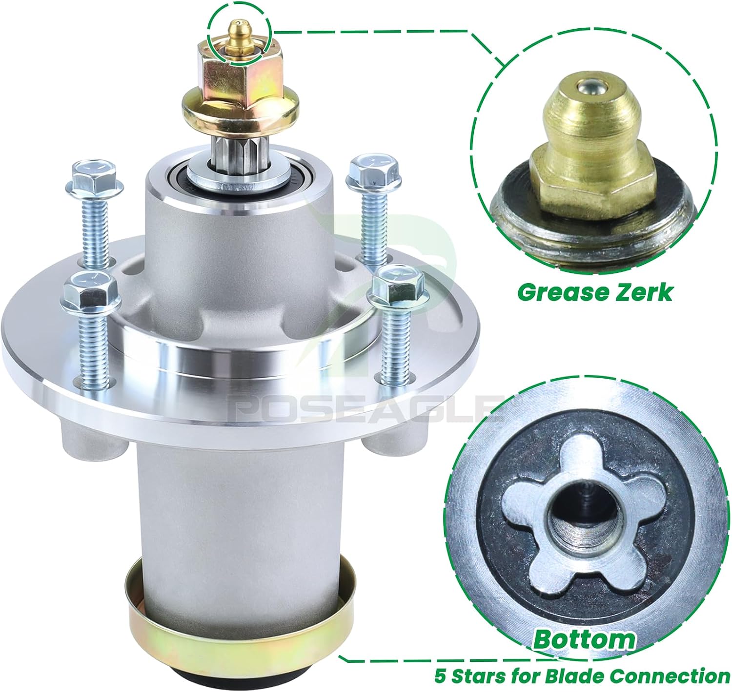 539112170 Spindle Assembly with 532153535 Pulley Replaces Husqvarna 539112170 Mandrel Assembly 532173436 for Husqvarna MZ5225, RZ4824F, MZ 52, MZ52, MZ5226, 42" 48" 52" 54" Mower Decks