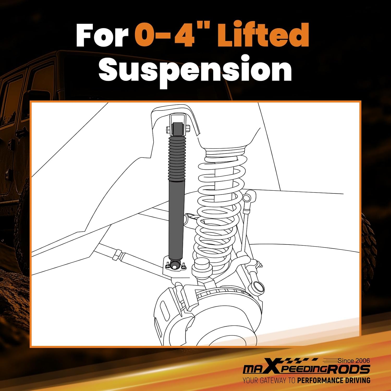 maXpeedingrods 0-4” Front Lift Shock for Chevy Silverado/GMC Sierra 2500/3500 HD 2001-2010