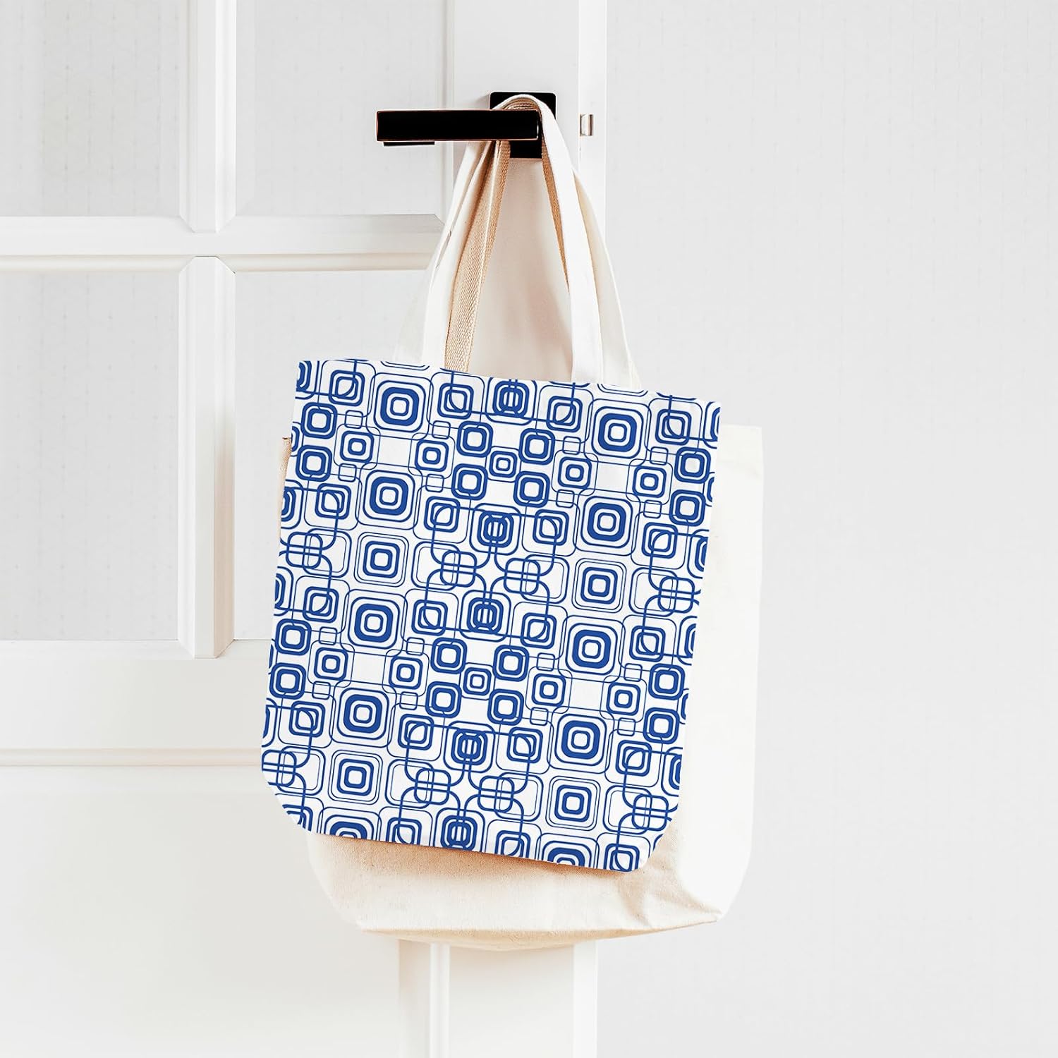 Whaline 60Pcs Flower Cotton Fabric Bundles Blue White Floral Fabric Square Chinoiserie Flower Sewing Fabrics for DIY Handmade Crafting Party Decor, 10 x 10 Inch