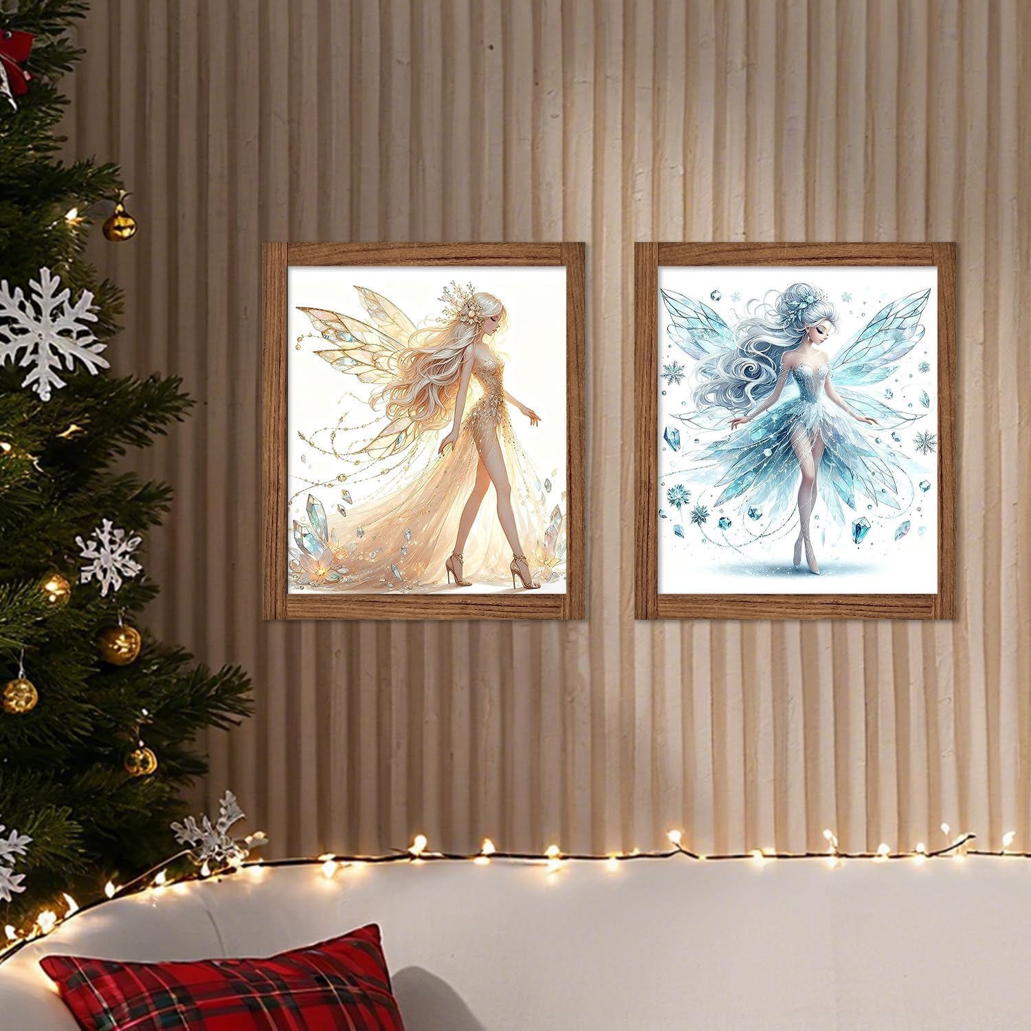 XUNLURY Fairy Diamond Art Kits 2 Pcs, Golden and Blue Fantasy Fairy Diamond Painting Kits for Kids Girls Adults Beginners, Full Drill Diamonds Dots for Home Decor, 9.8x11.8 Inch image 5