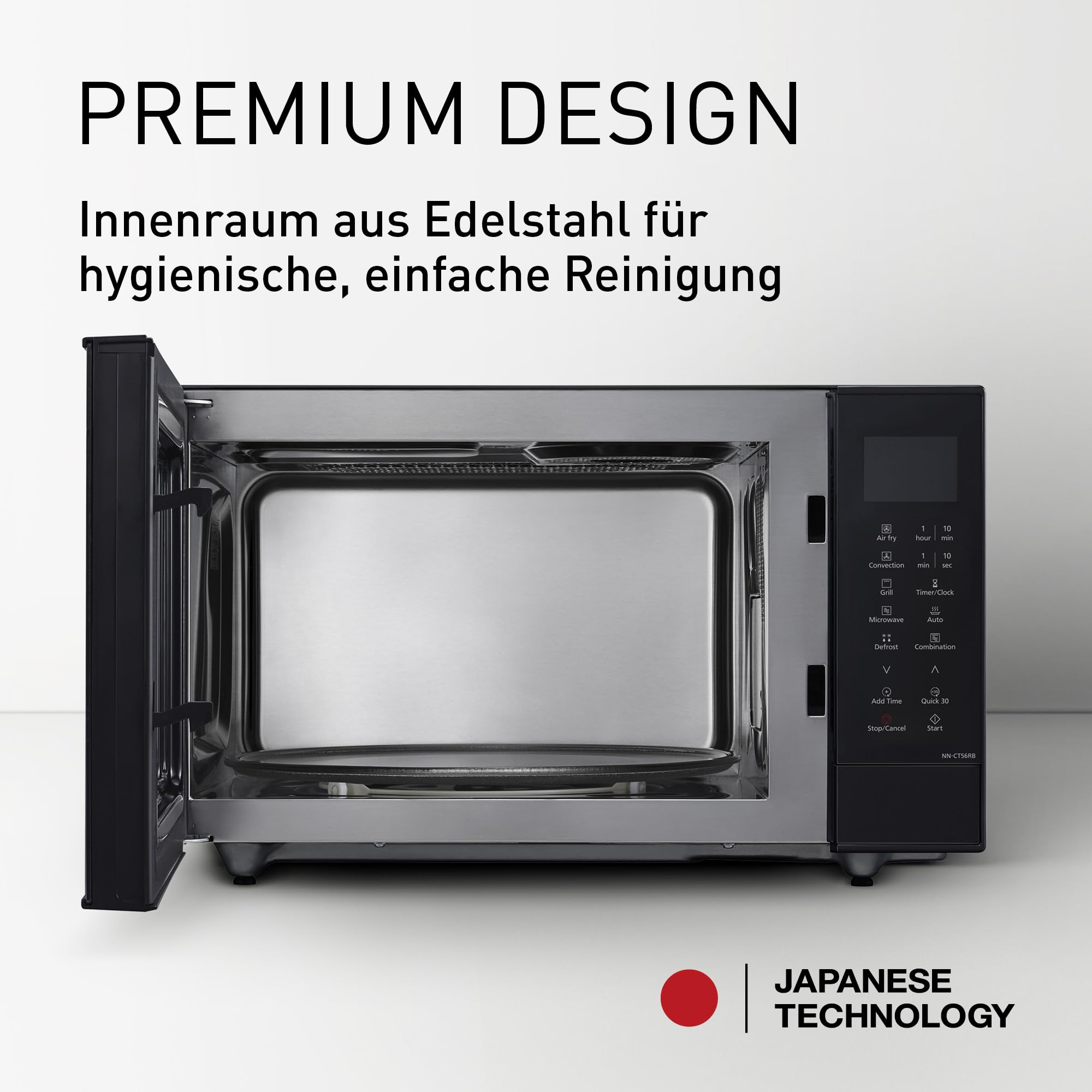 Panasonic NN-CT56RBEPG 27L 4-in-1 Kombimikrowelle mit Airfryer, 1000W Inverter, Konvektion Grill, Schwarz
