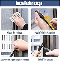 Vista 6 de Cinta aislante de espuma autoadhesiva de 33 pies - 12 pulgada de ancho x 18 pulgadas en T autoadhesiva negra para puerta, sello de ventana, tira