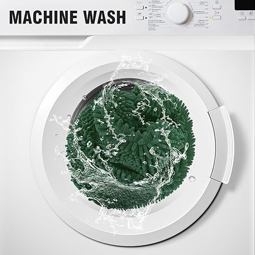 Miniatura 7 de TECHMILLY Tapetes de baño de felpilla suave y esponjosa, antideslizantes, absorbentes, para baño, lavables y de secado rápido, color verde, 17 x 24