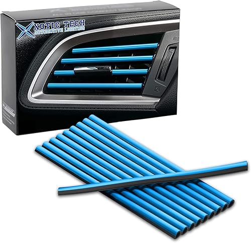 Xotic Tech - 10 cubiertas de tira de decoración de salida de aire acondicionado para interior de automóvil, moldura de PVC (azul)