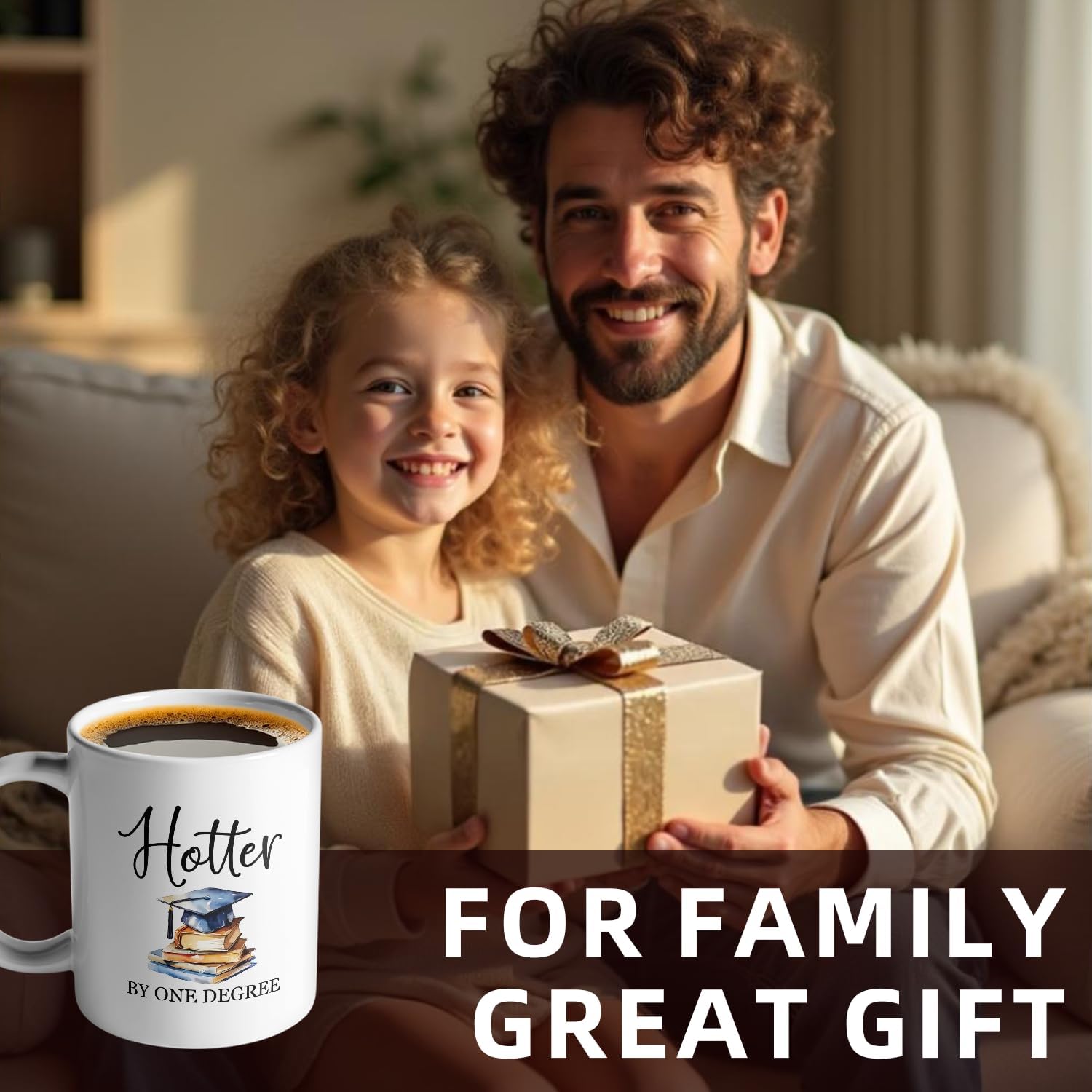 zcyhtqp, Hotter By One Degree, Funny Grad Ceramic Coffee Mug, Novelty Creativity Drink Cups, Grad Presents for Female Male, High School College Masters Degree Graduate Gifts - Image 6