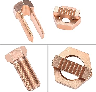QWORK Split Bolt Connectors, 10 Pack 2-6 AWG Solid Copper Grounding Clamps, High Conductivity for Outdoor Grounding & Industrial Bonding