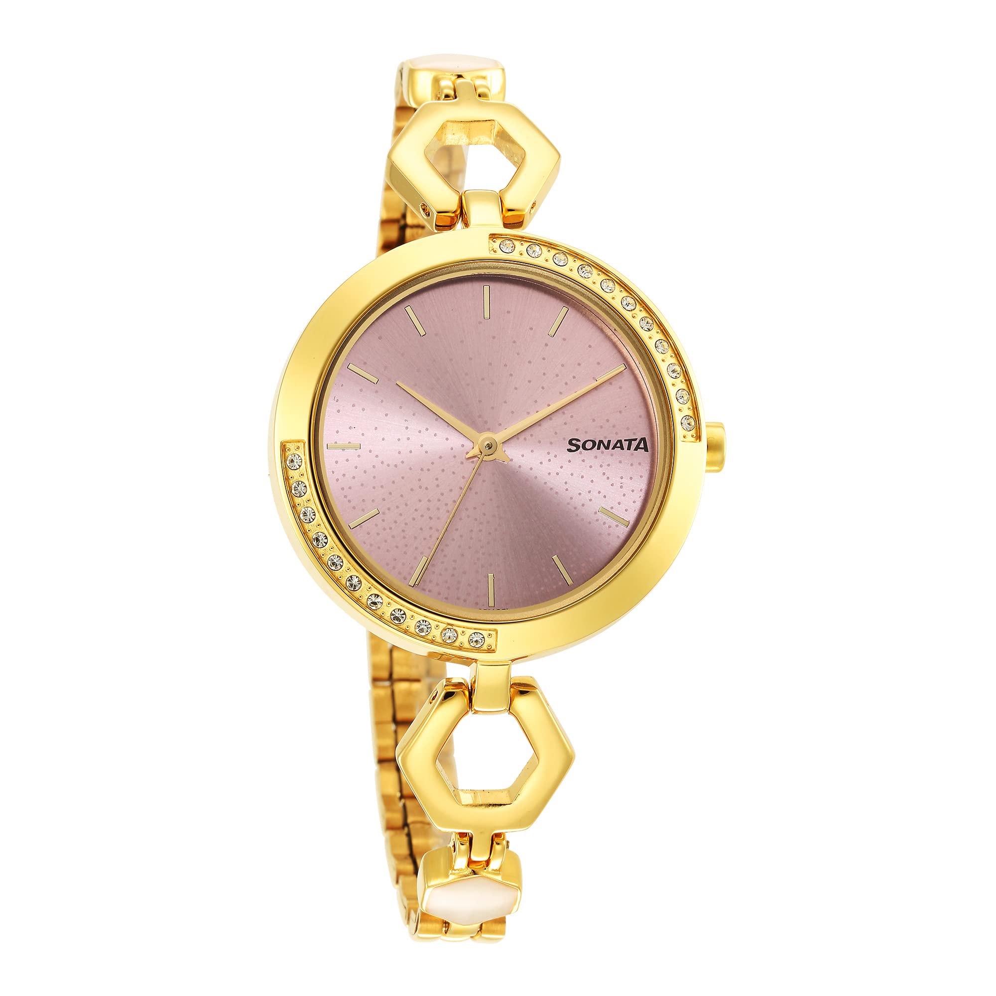 Sonata Utsav Pink Dial Yellow Bi Metal Strap Watch for Women-NR8184YM01 (B09ZPJDTS6) Amazon Price History, Amazon Price Tracker
