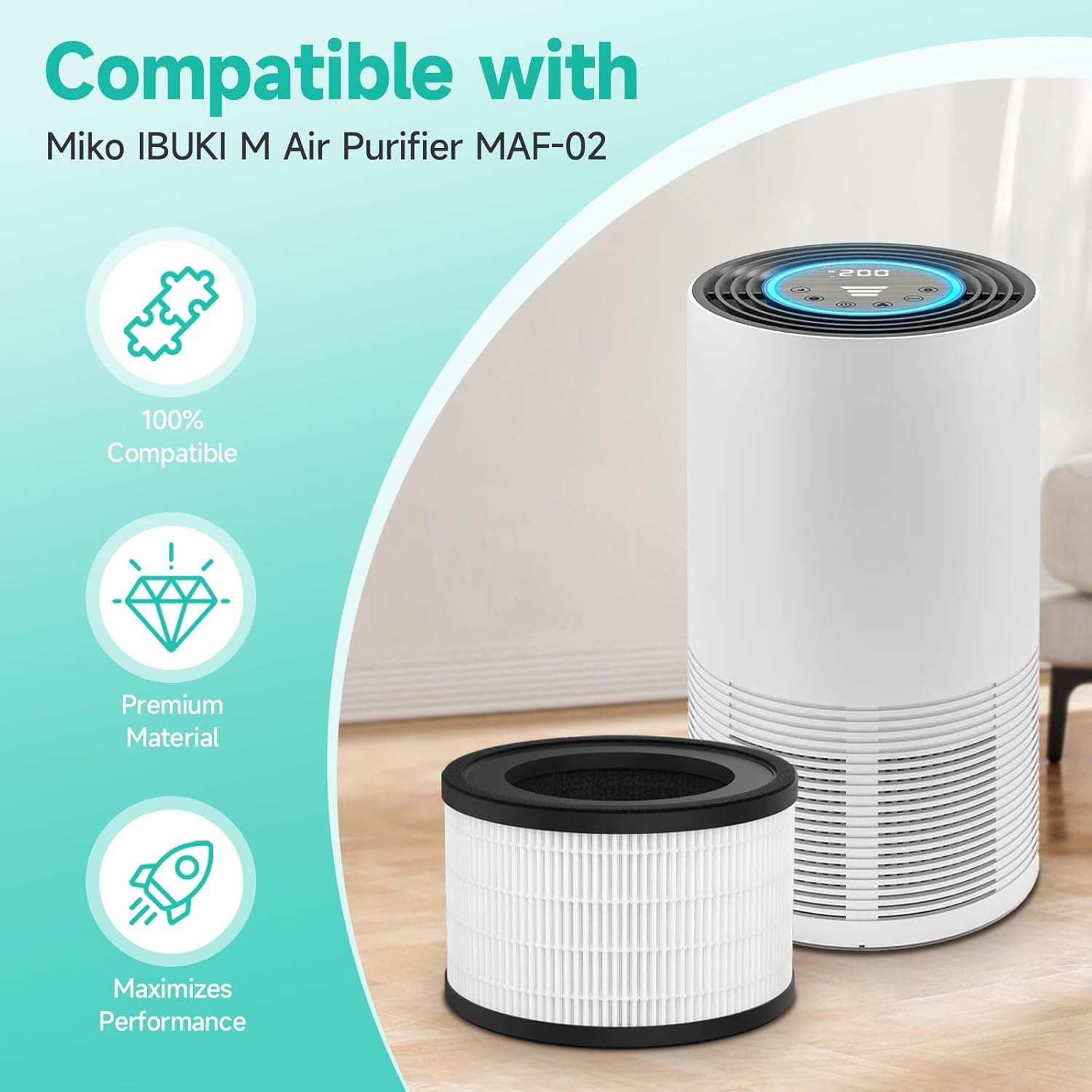 2 Pack Maf-02 H13 Air Filter Replacement, Compatible with Miko IBUKI M Purifier MA-02CW, 3-Stage Filtration - Image 2