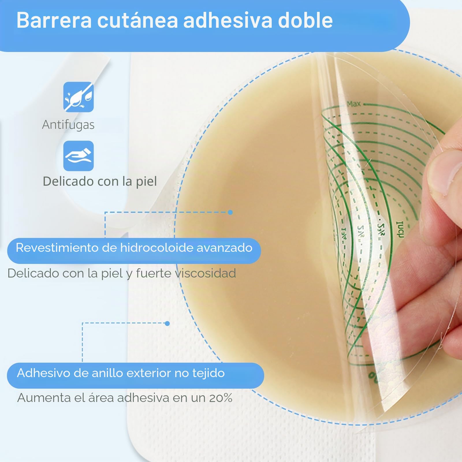 60 bolsas de ostomía, bolsas de colostomía de 2 piezas, bolsas con cierre para ileostomía, recortables hasta máx. 70 mm (40 bolsas de colostomía + 20 protectores de piel)