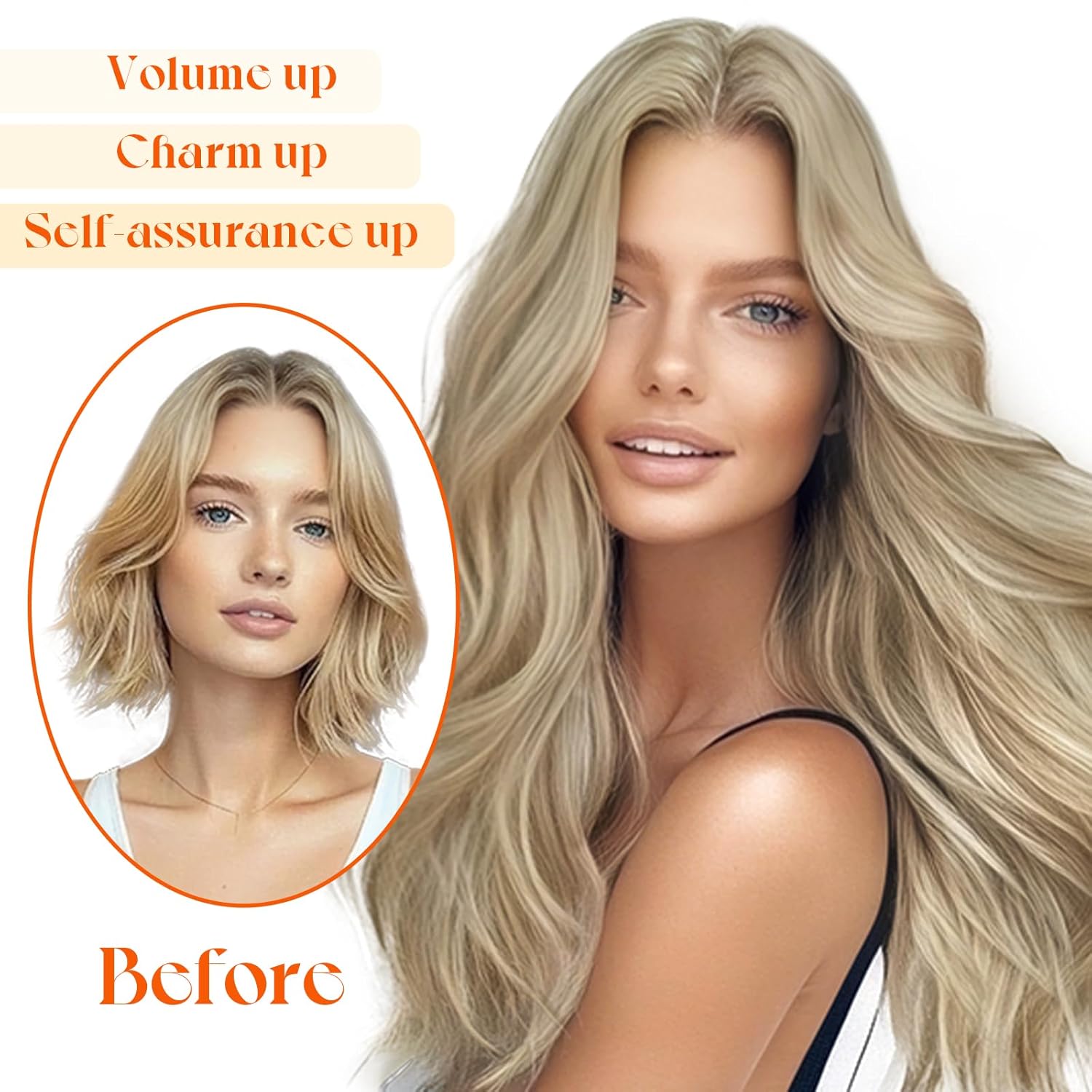 Sunny Hair Wire Hair Extensions Real Human Hair Fish Line Human Hair Extensions Invisible Wire Extensions Golden Blonde with Medium Blonde Highlights #16/22 16 Inch