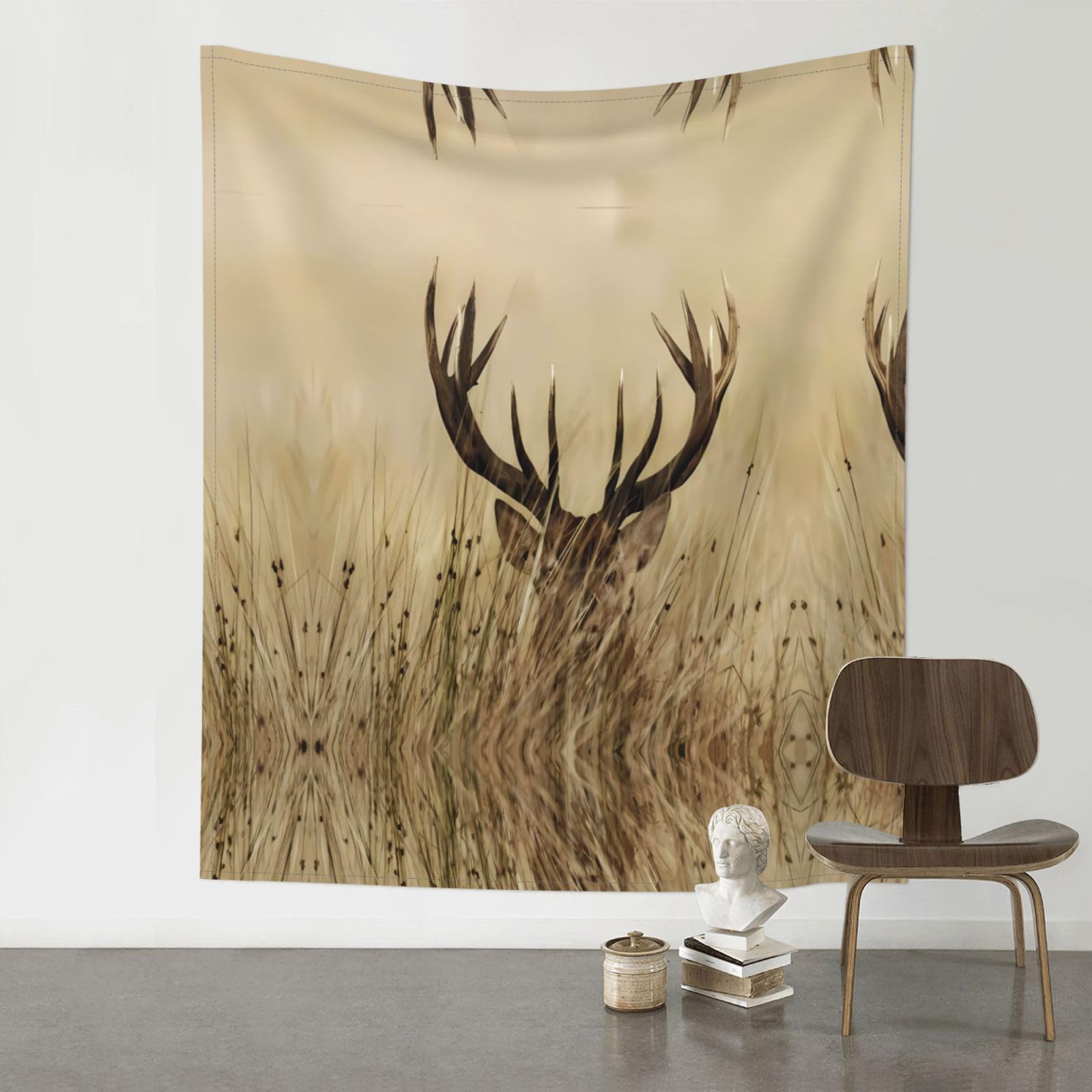 HJFCZH White tailed deer Prints Wall Tapestry 60x51in – Boho Decor Throw for Bedroom, Dorm, Beach Cover & Picnic Blanket