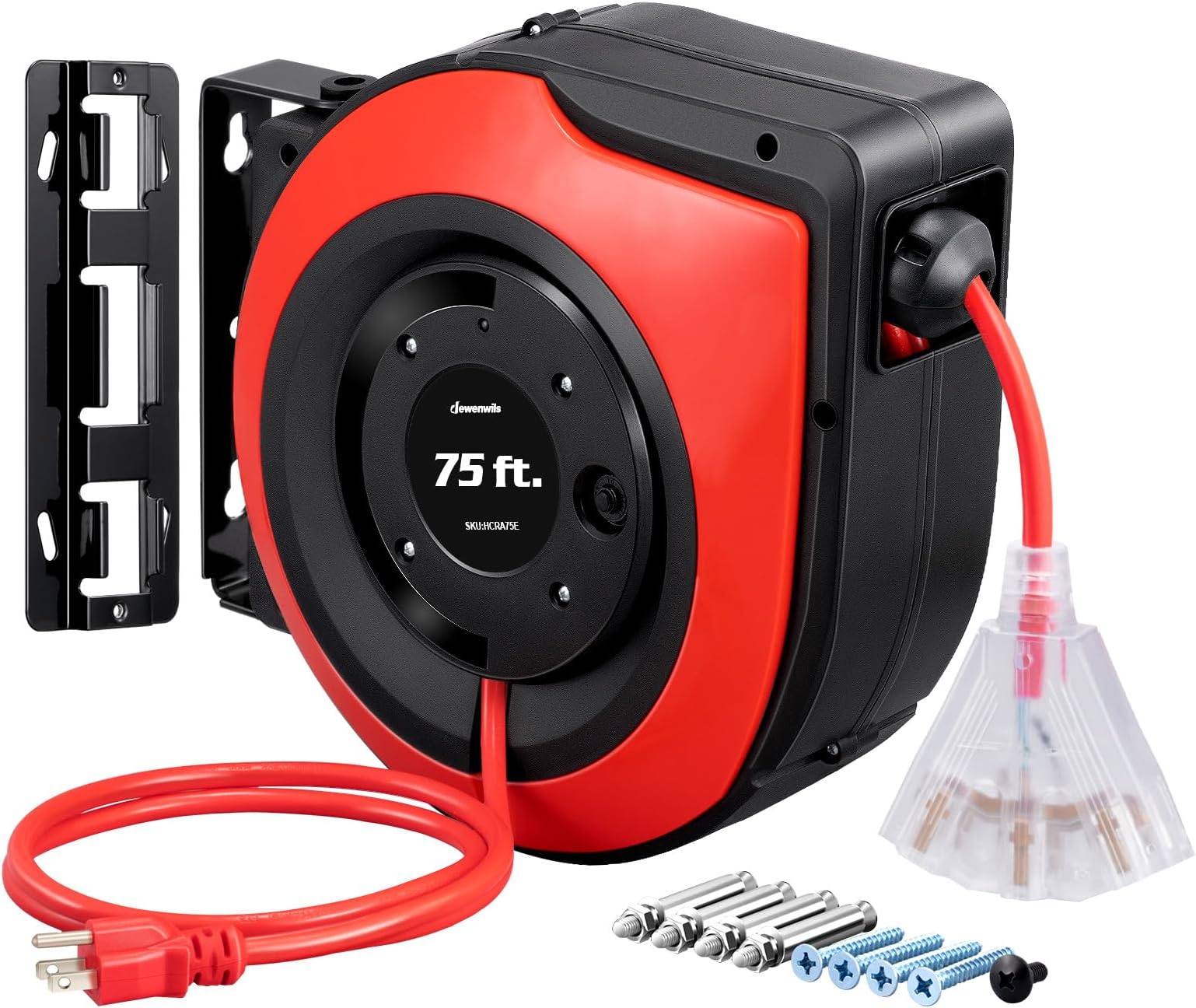 Set of 2, Double 50Ft Extension Cord Reels, 14 AWG/3C