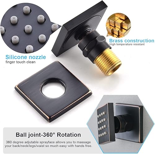 Miniatura 8 de Enga Sistema de rociado de cuerpo de ducha, sistema de cabezal de ducha de lluvia de 12 pulgadas montado en la pared, sistema de chorros de ducha de