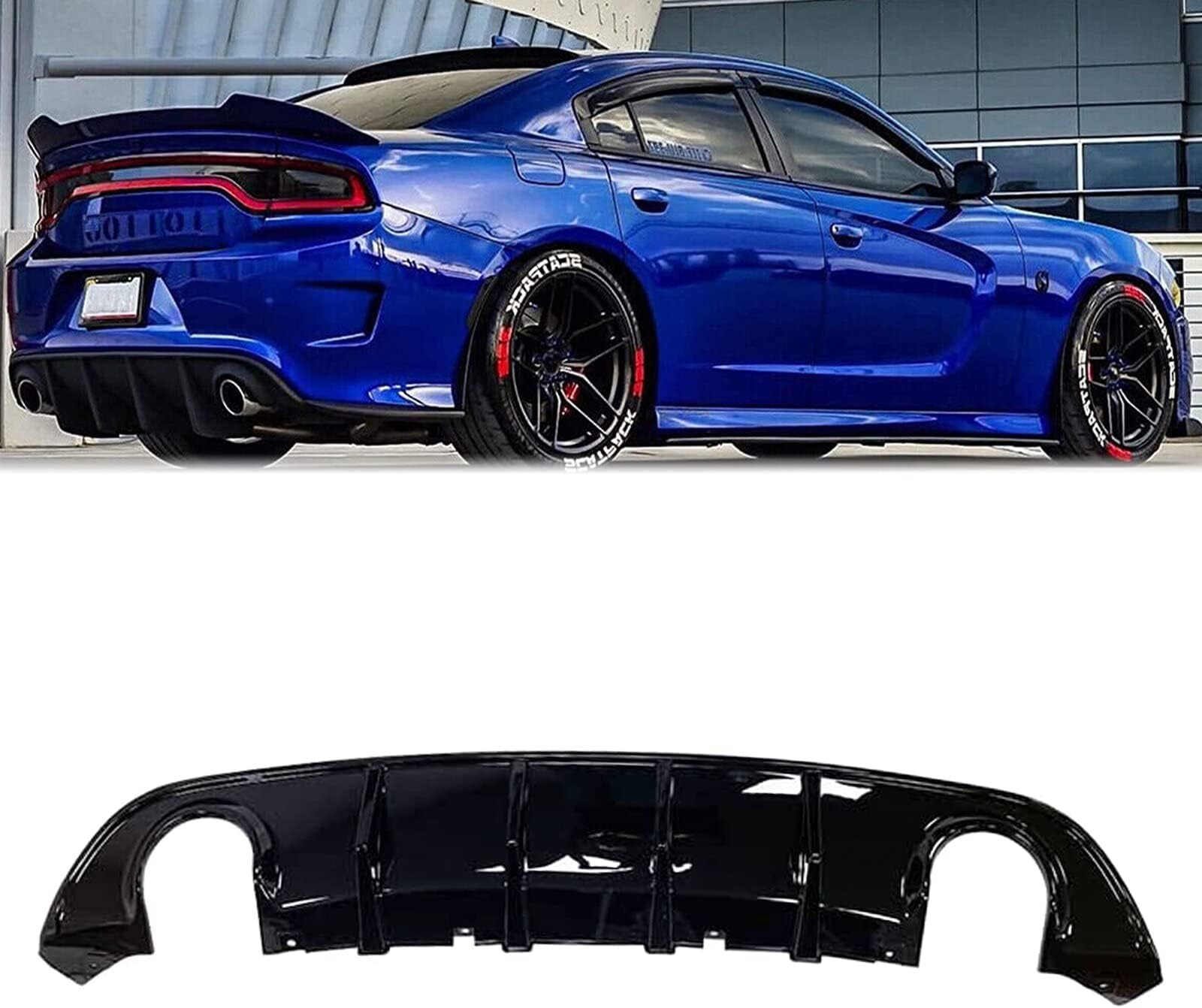 Rear Bumper Lip Diffuser Splitter Fit 2015-2021 Dodge Charger SRT Glossy Black