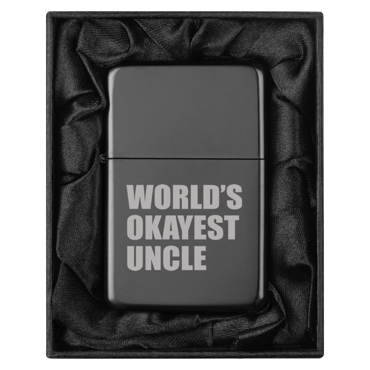 Lighter in Black Silk Lined Gift Box World's Okayest Uncle Funny Gift for Uncle (Black)